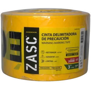 CINTA DE PRECAUCION AMARILLA 3" X 200MTS ZASC