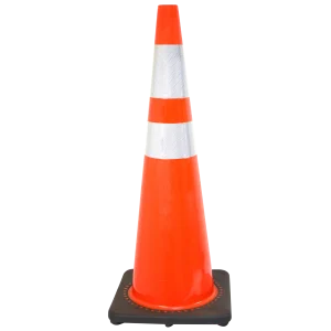 CONO 36" NARANJA CON DOBLE CINTA REFLECTIVA