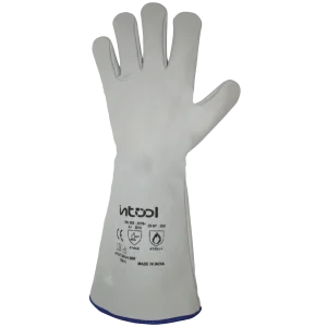 GUANTES DE SOLDADOR DE CUERO CORTE BLANCO, 40 CM